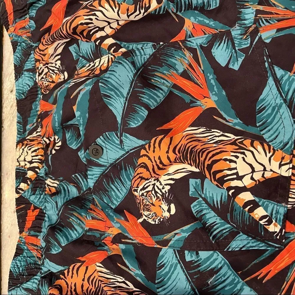 No Boundaries Tiger Print Lined Swim Trunks sz 5X NWT